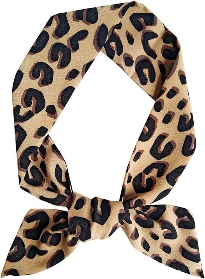 YSSZAM Brown Leopard Neck Tie Chic Skinny Scarf Hairband Stylish Purse Scarf Leopard Accessory Women's Fashion Scarves - Image 1
